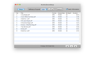 Mac用音楽再生ソフト AnotherZerone Streamingの操作画面